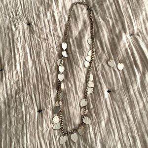 Silver long teardrop necklace & matching earrings